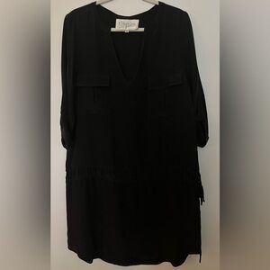 Rory Beca black silk v-neck tunic dress dropped waist Y2K whimsigoth sz M